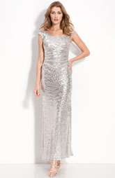 David Meister Pleated Sequin Gown $648.00