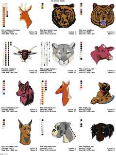 AMERICA ANIMALS HEADS (4x4)MACHINE EMBROIDERY DESIGNS  