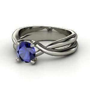  Entwined Ring, Round Sapphire 14K White Gold Ring Jewelry