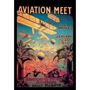   Black poster printed on 20 x 30 stock. Aviation Meet in Los Angeles