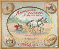 Aspinwall Mfg Co. Jackson, MI Potato Machinery poster  