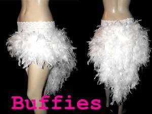 Burlesque Moulin Rouge White Feather Bustle Skirt Black Pink White Red 