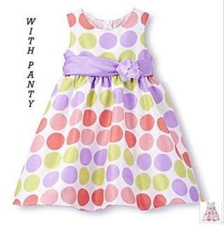 New Baby Girls Rare Editions Lilac Dot Party Dress 12m  