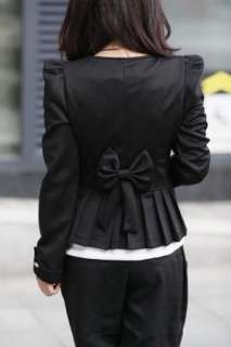 kk#931 Womens Basic Slim Short Coat JACKET Blazer Puff sleeve Bowed 