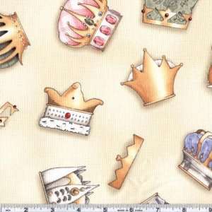  45 Wide Tidings And Tales Royal Crowns Cream Fabric By 