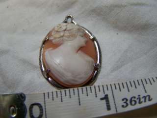 Vintage Cameo Pendant Sterling Silver Jewelry Antique Costume 