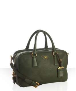 Prada green pebbled deerskin convertible bauletto bag   up to 