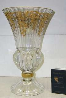 Italian 24k Gold Crystal Mouth Blown Vase New   