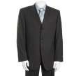   dark brown pinstripe wool 3 button suit with single pleat trousers
