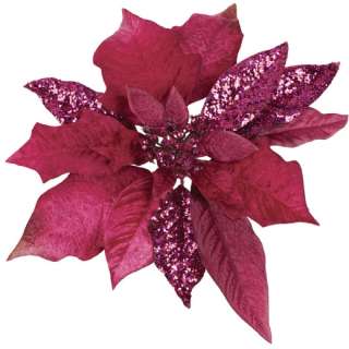 This set of 12 artificial clip on poinsettia flower ornaments make a 