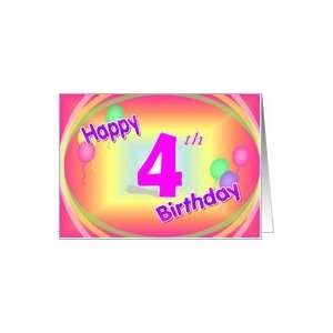  Happy 4th Birthday Balloons Colorful Card Toys & Games