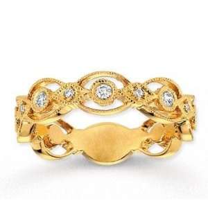    14k Yellow Gold 1/3 Carat Diamond Filigree Stackable Ring Jewelry