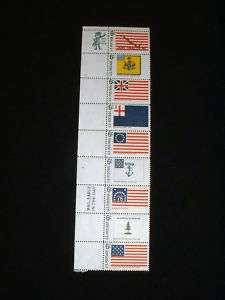 Block of 9 Different U.S. 6 Cent Flag Stamps Unused  