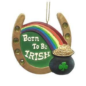  Born To Be Irish Horse Shoe Shamrock Christmas Ornament 