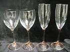 cristal d arques rose 2 champagne flutes 2 wine glasses