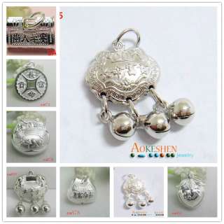 16 kinds Chinese amulet Lock 925 sterling silver beads pendant 
