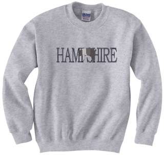 Hampshire Pig Hog Embroidered Crew Neck Hooded Sweatshirts S M L XL 2X 