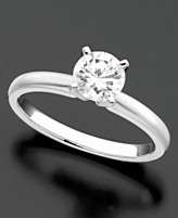 Diamond Ring, 18k White Gold Certified Diamond Solitaire Engagement 