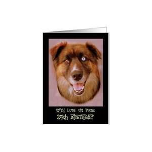 Happy Birthday ~ Age Specific 24th ~ Dog with 1 blue eye & 1 brown eye 