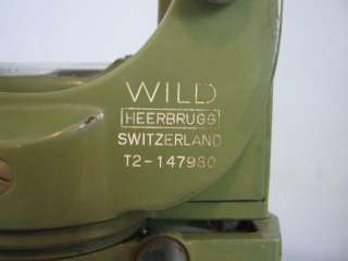 Wild Heerbrugg T2 Theodolite w/Metal Bullet & Plastic Case T2 147980 