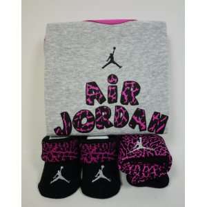   Infant Pink, Black and Grey Set for 0 6 Months Baby with Jordans Logo