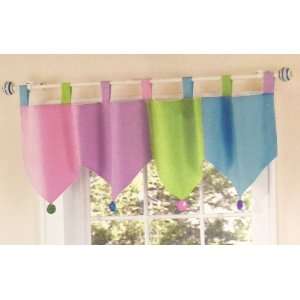 Color Tab Top Valance   60 W x 15 L   Pink Purple Green Blue White 