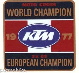 KTM sticker 1977 EUROPEAN WORLD CHAMPION Penton GS MX  