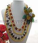 Charming 120cm Tourmaline Agate Pearl Flower Necklace  