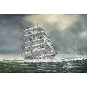  USCG Eagle Sailing Ship Original Painting 28 X 19 