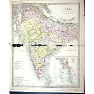  Harrow Antique Map 1880 India Ceylon Bay Siam Bengal 