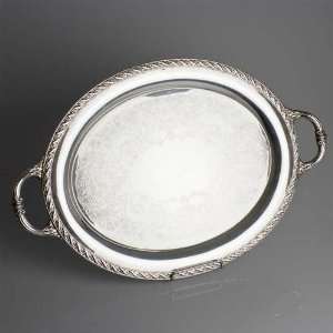   Flower by Rogers & Bros., Silverplate Tray, Chased Bottom w/ Handles