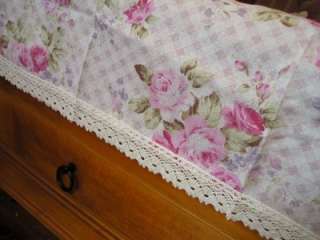 RosaryAtHome Pink Rose Cotton Table Cloth Lace Edge 78  