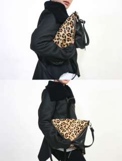 Genuine Calf Hair Leopard Slash Cross Bag/Envelope Clutch  
