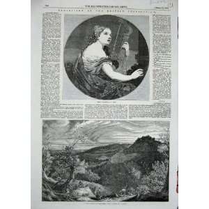    1852 Portrait Woman Music Harp Boar Hunting England