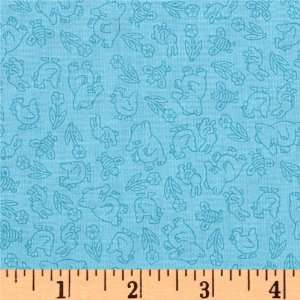  44 Wide Poky Little Puppy Tonal Blue Fabric By The Yard 