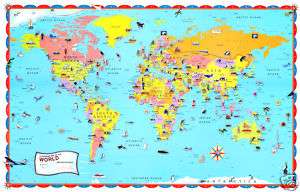 30x50 Childrens Illustrated World Wall Map for Kids  