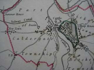 1835 Castle Map CARLISLE COCKERMOUTH Cumbria England  