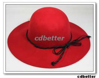 you one size only free size fashion red wool wide brim hat vintage 