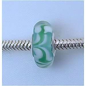  GREEN BLUE Swirl Murano Charm Bead for Troll Biagi Pandora 