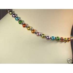   Multicolor Spectra Bead Anklet in .925 Sterling 