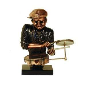 Jazz Drummer Sculpture with a dark copper finish