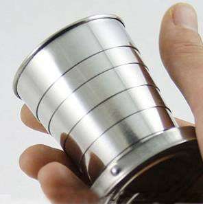 An ideal accompaniment to a hip flask, the fold away cup makes it much 