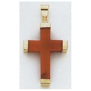  14kt Gold & Red Jade Cross   XR906 Jewelry