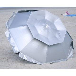 ft Solar Guard Dual Canopy Beach Umbrella   UPF 150+ Wind / Water 