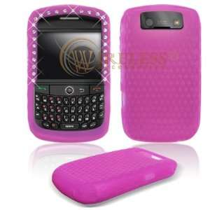  Hot Pink Transparent Silicone Skin with White Diamonds 