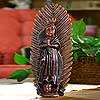 GUADALUPE +AURA Carved Wood ART Statue VIRGIN MARY Icon  