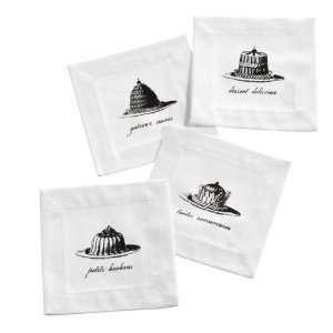 Club Pack of 16 French Desserts Cloth Cotton Cocktail Napkins  