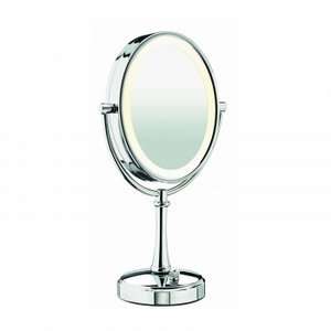  Conair BE117 1X/10X Oval Chrome Lighted Makeup Mirror 