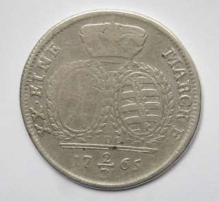 GERMANY BEAUTY SAXONY 2/3 THALER 1765 fine SILVER COIN  