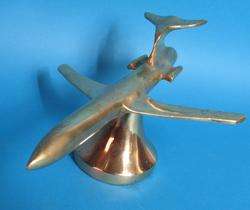 Vintage Art Deco Brass Sculpture of a Jet Airplane  